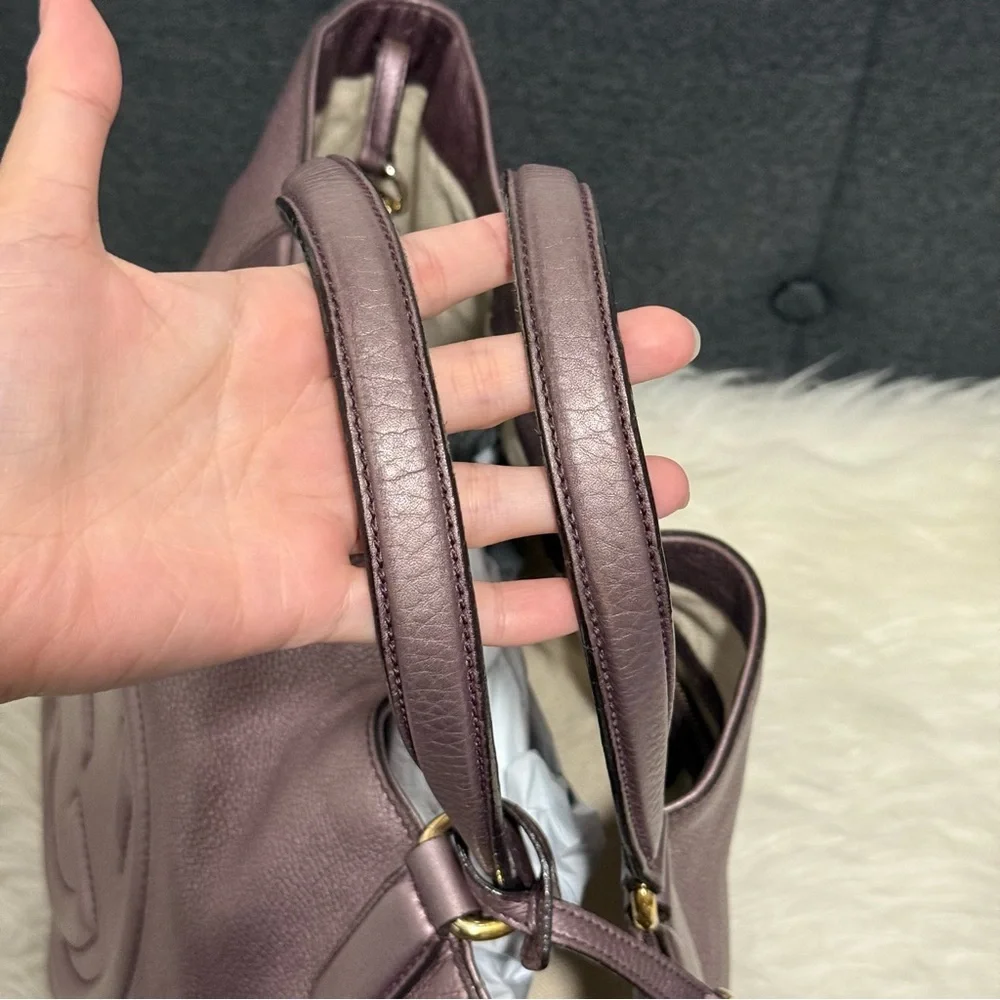 Gucci Dusty Mauve Leather Shoulder Bag with Tassel